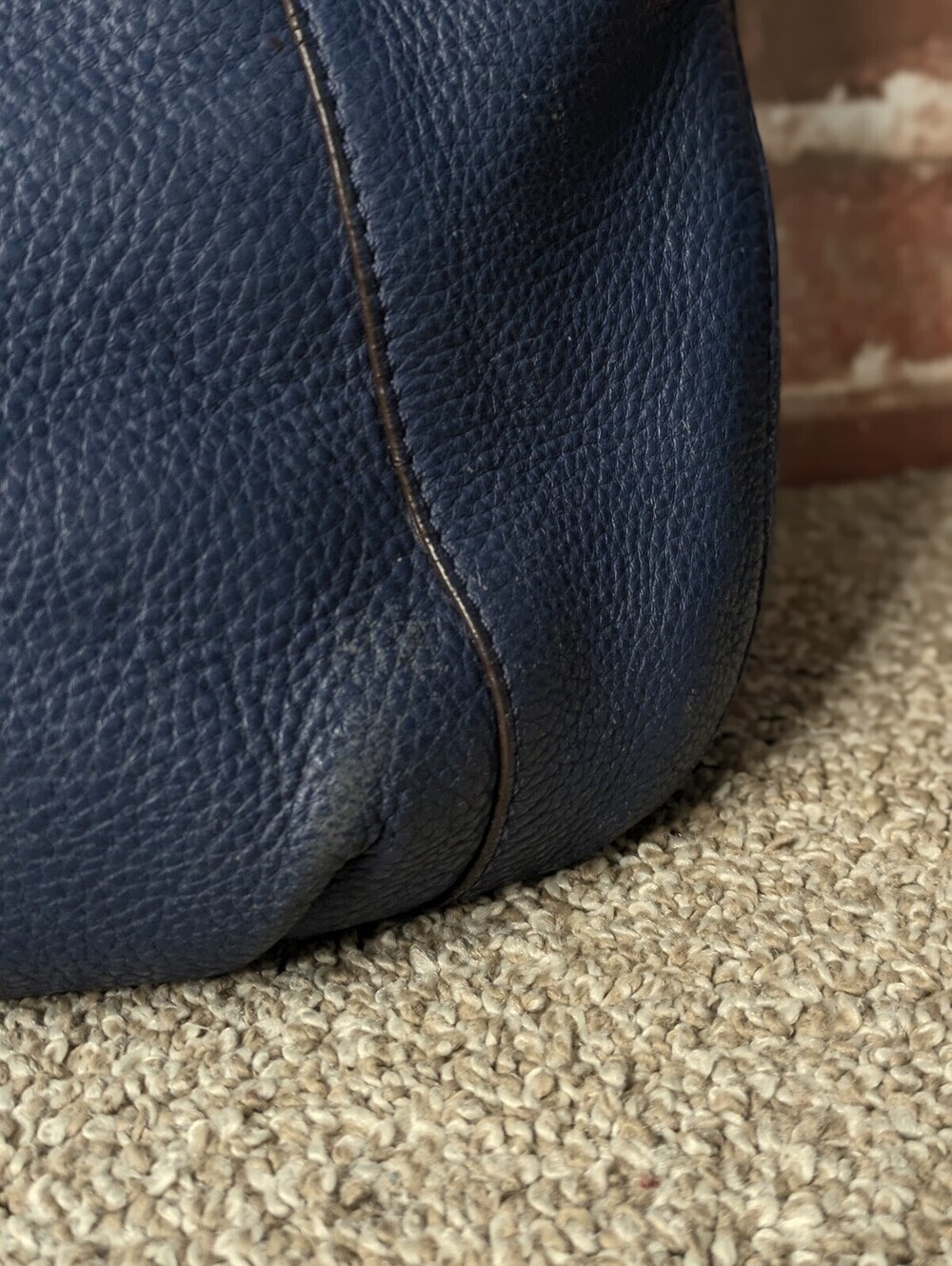 Michael Kors Fulton Hobo Shoulder Bag Navy Blue Pebbled Leather Gold Hardware - Picture 8 of 9